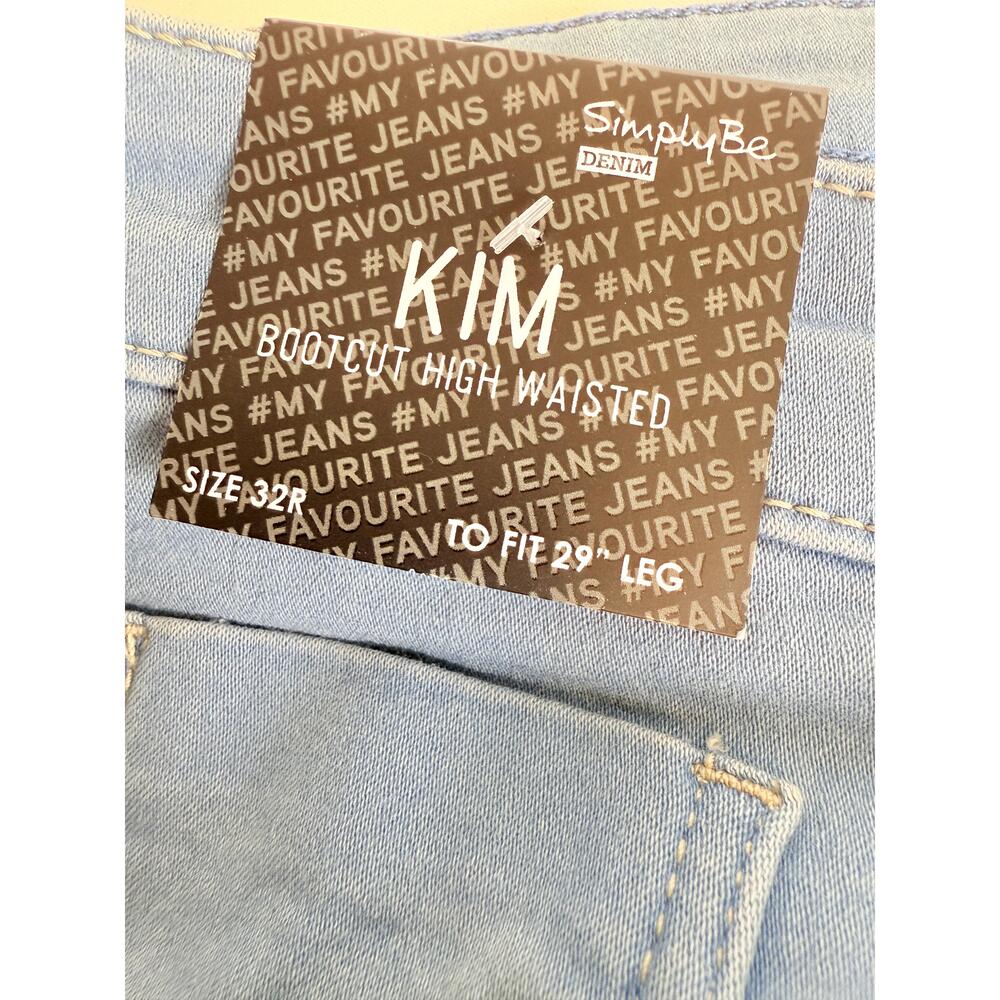NWT SimplyBe Womens Light Wash 5 Pocket Flared Classic Jeans US 28 -Flaws - Picture 5 of 16